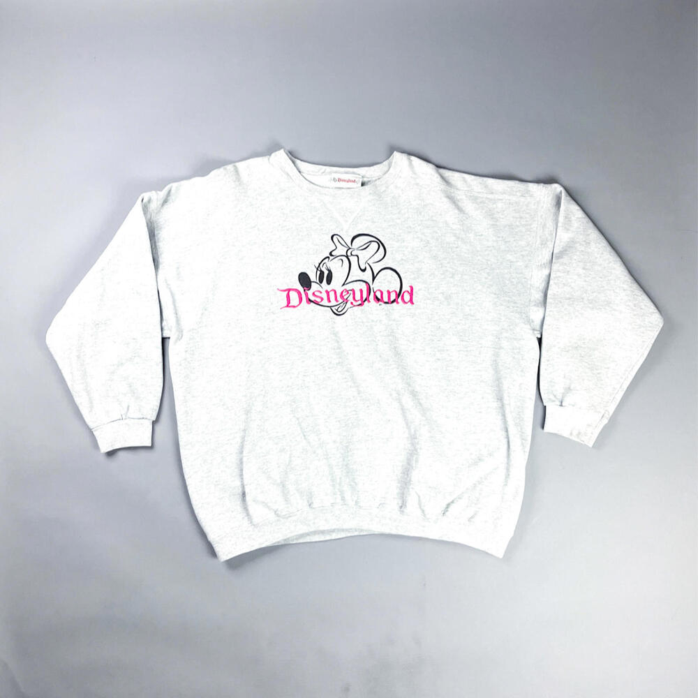 Vintage Disneyland Minnie Mouse Grey Pullover Crew Neck Sweatshirt